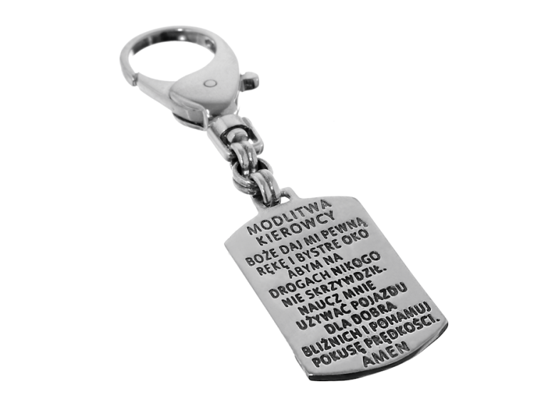 modlitwa dla kierowcy breloczek ze świętym Krzysztofem srebro 925