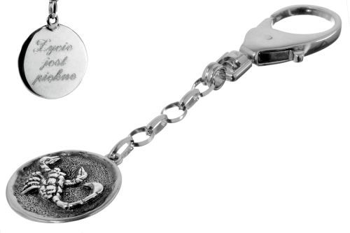 personalizowany breloczek skorpion ze srebra 925 prezent urodzinowy