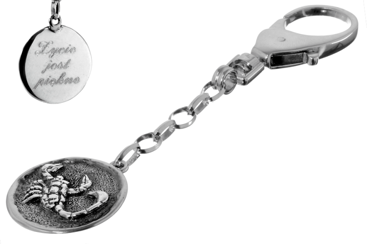 personalizowany breloczek skorpion ze srebra 925 prezent urodzinowy