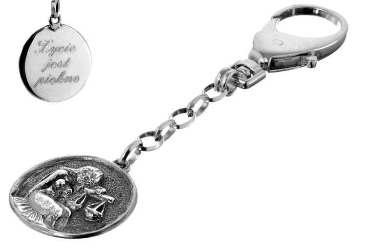 personalizowany brelok do kluczy zodiak waga prezent srebro 925