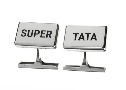 prostokątne srebrne spinki do koszuli  super tata