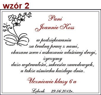 Wzory dedykacji Nauczyciel