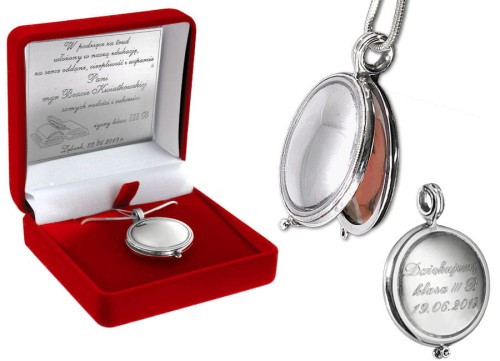 Sekretnik puzderko ze srebra z grawerem - podziękowanie dla nauczycielki