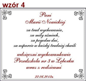 Wzór dedykacji Nauczyciel