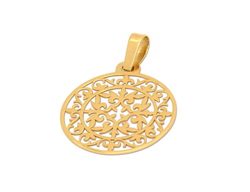 Złota przywieszka celebrytka kółko z ażurowym wzorem