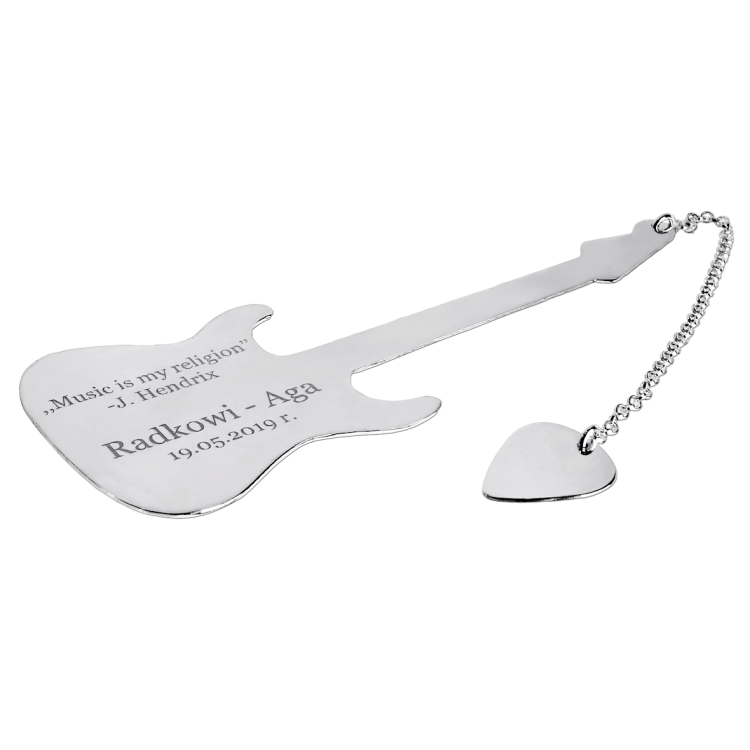 Personalizowana zakładka do książki gitara grawerowana ze srebra