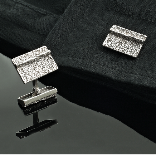 eleganckie srebrne spinki do mankietów na prezent