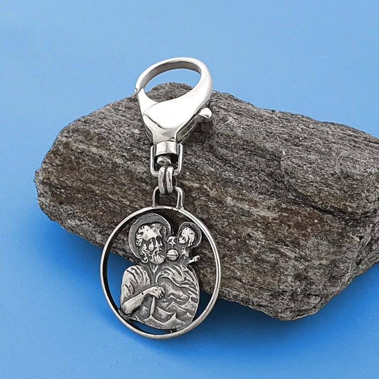 Personalizowany srebrny breloczek święty Krzysztof - srebro 925, prezent dla kierowcy