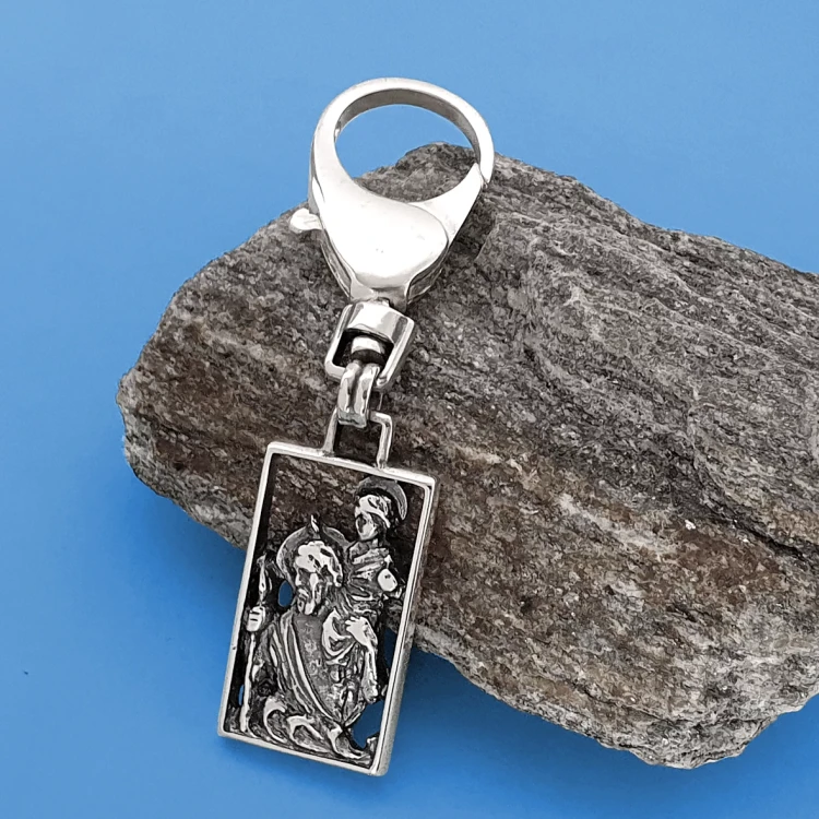 Breloczek do kluczyka z grawerunkiem święty Krzysztof srebro 925