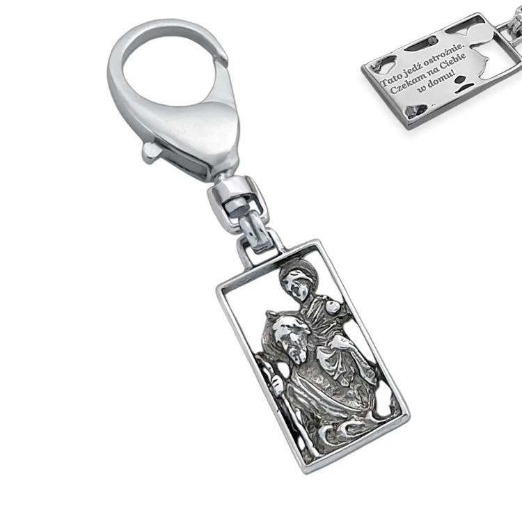 Personalizowany breloczek święty Krzysztof ze srebra 925