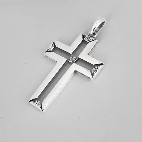 Krzyżyk ze srebra próby 925 bez figurki - prosty, konturowy
