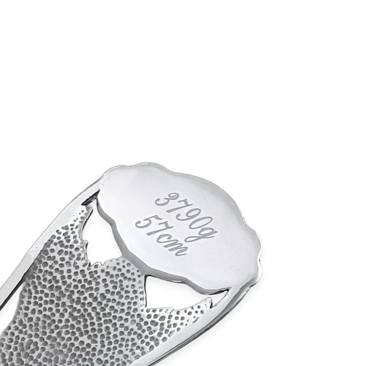 Łyżeczka srebrna z grawerunkiem wagi i wzrostu dziecka