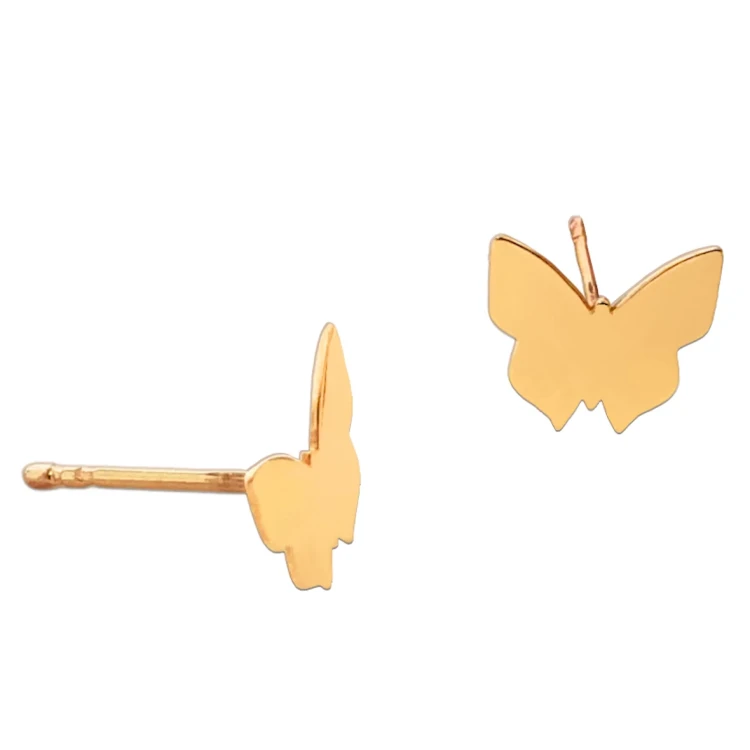 Kolczyki złote motyl - wkretki motylki - kolczyki damskie w kształce motyla