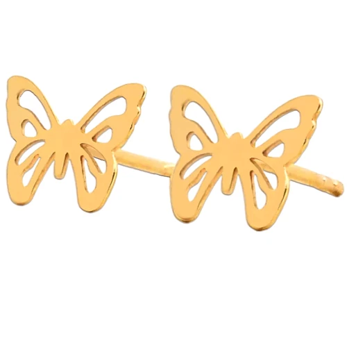 Złote kolczyki motylki ażurowe na sztyft - złoto 585