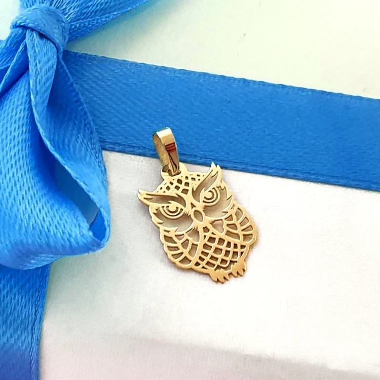 Zawieszka na łańcuszek złota sówka ażurowa - wisiorek sowa ze złota w próbie 585 (14k)