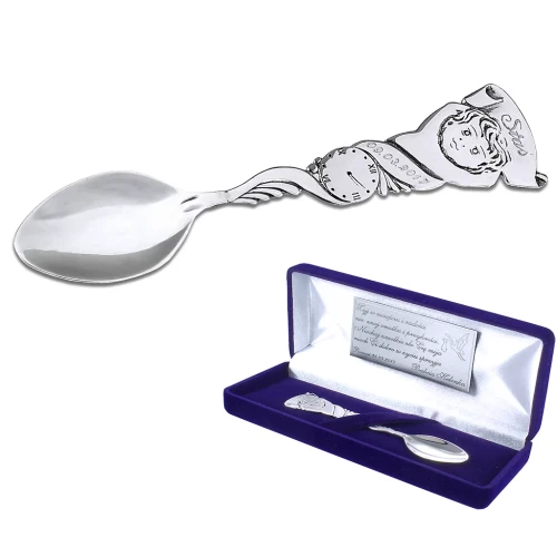 Srebrna łyżeczka z grawerem prezent na chrzest dla dziewczynki i dla chłopca