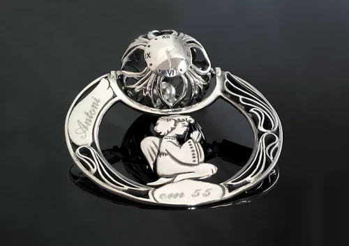 Grzechotka Anioł ze srebra z grawerem prezent na chrzest dla dziewczynki