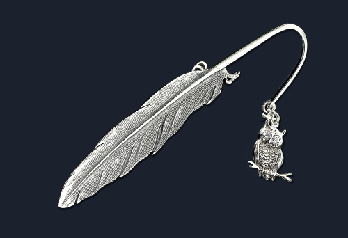 Srebrna zakładka do książki piórko na prezent, grawerunek