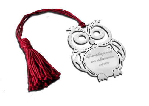 Zakładka Sowa - grawerowany prezent dla nauczyciela - srebro 925