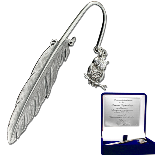 Srebrna zakładka do książki z grawerem - prezent dla nauczyciela