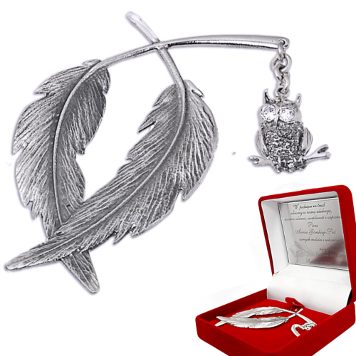 Zakładka srebrna do książki 2piórka z grawerem