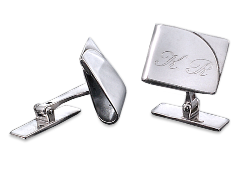 prostokątne spinki do koszuli z grawerunkiem srebro 925