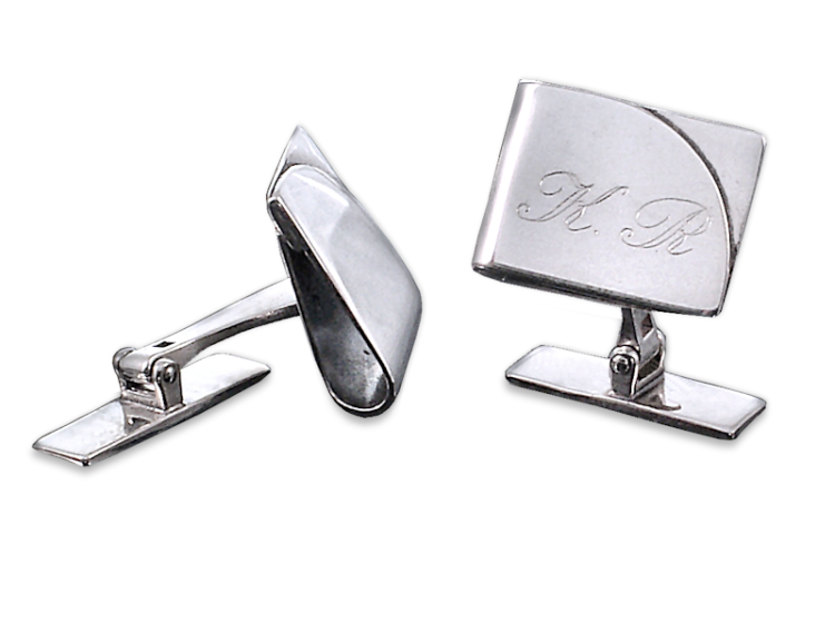 prostokątne spinki do koszuli z grawerunkiem srebro 925