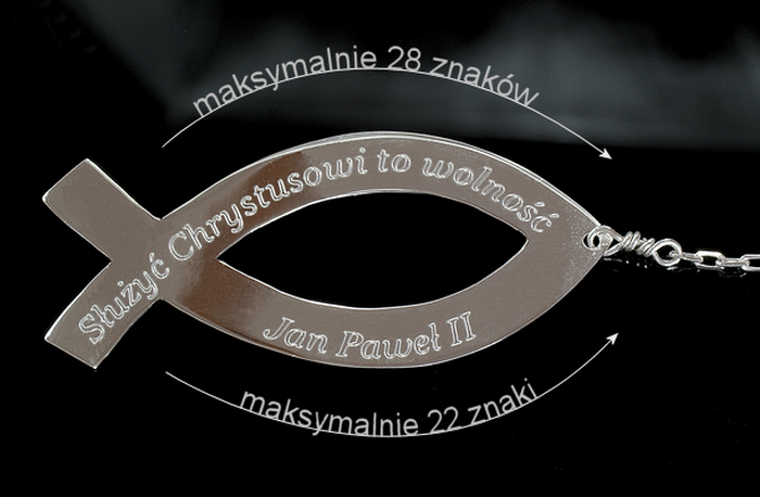 Grawerowana zakładka do biblii rybka ze srebra 925 na pamiątkę