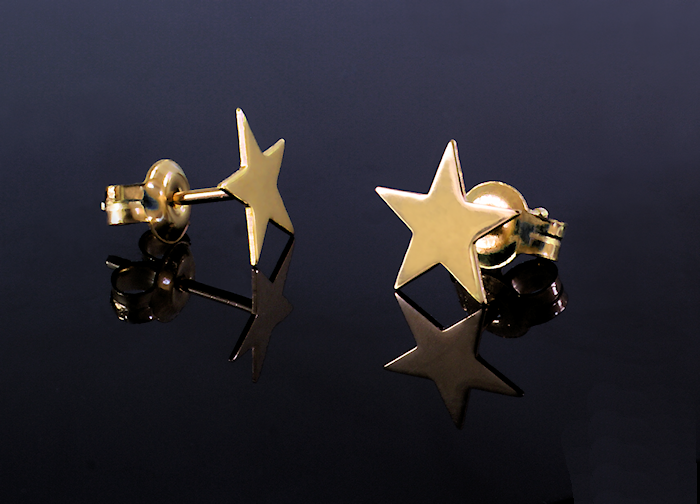 złote kolczyki celebrytki stars - gwiazdki na wkrętkę z złota 585