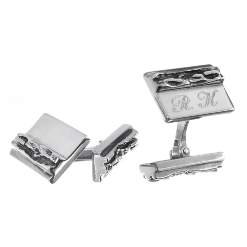 Srebrne spinki do mankietów z grawerunkiem na prezent