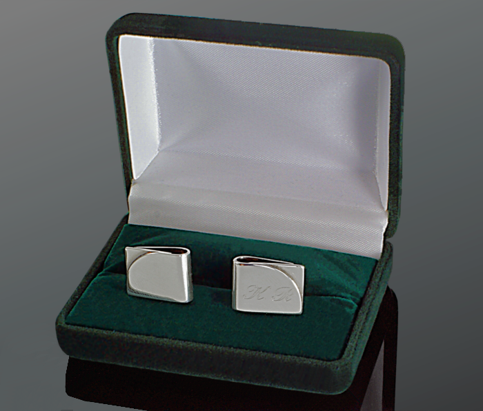 personalizowane srebrne spinki do mankietów monogram