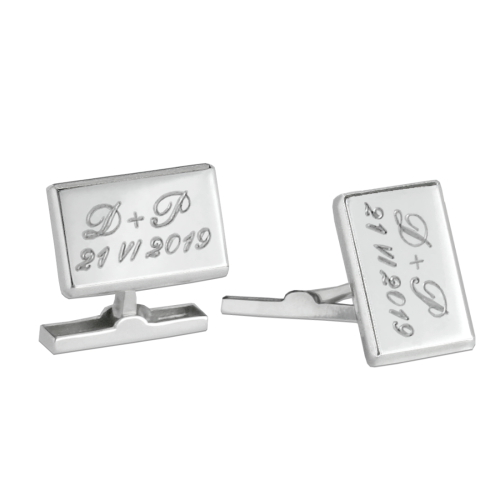 Personalizowane spinki do mankietów na ślub - prostokątne z grawerem