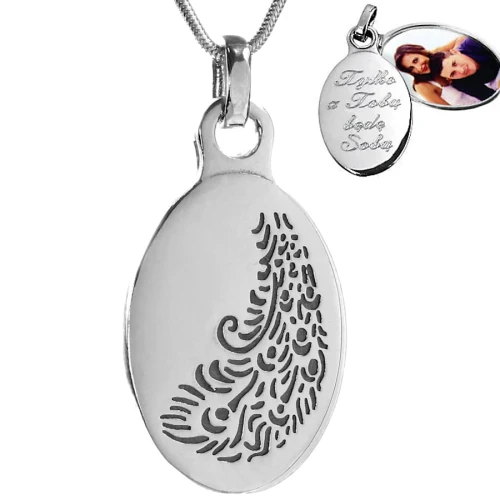 Sekretnik srebrny Pawie Oczko wisiorek puzderko z grawerem na łańcuszku